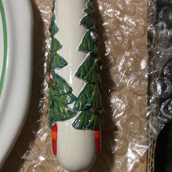 8.5” PFALTZGRAFF China CHRISTMAS SERVING PLATE PLATE and Matching Cheese KNIFE - Picture 2 of 6